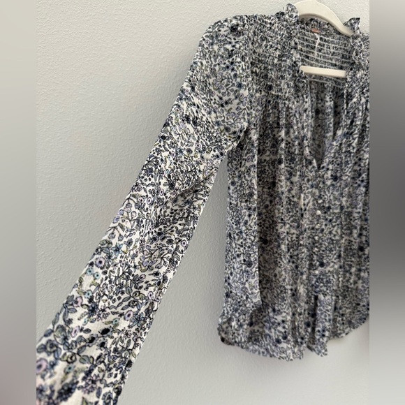 Free People Floral Smocked Blouse - Picture 5 of 7